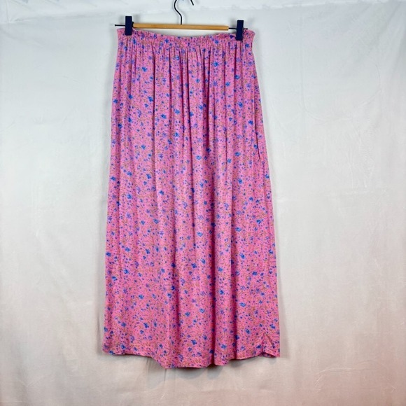 Vintage One Hanes Place Womens Pink Floral‎ pleated midi skirt cottagecore sz M - Picture 4 of 13